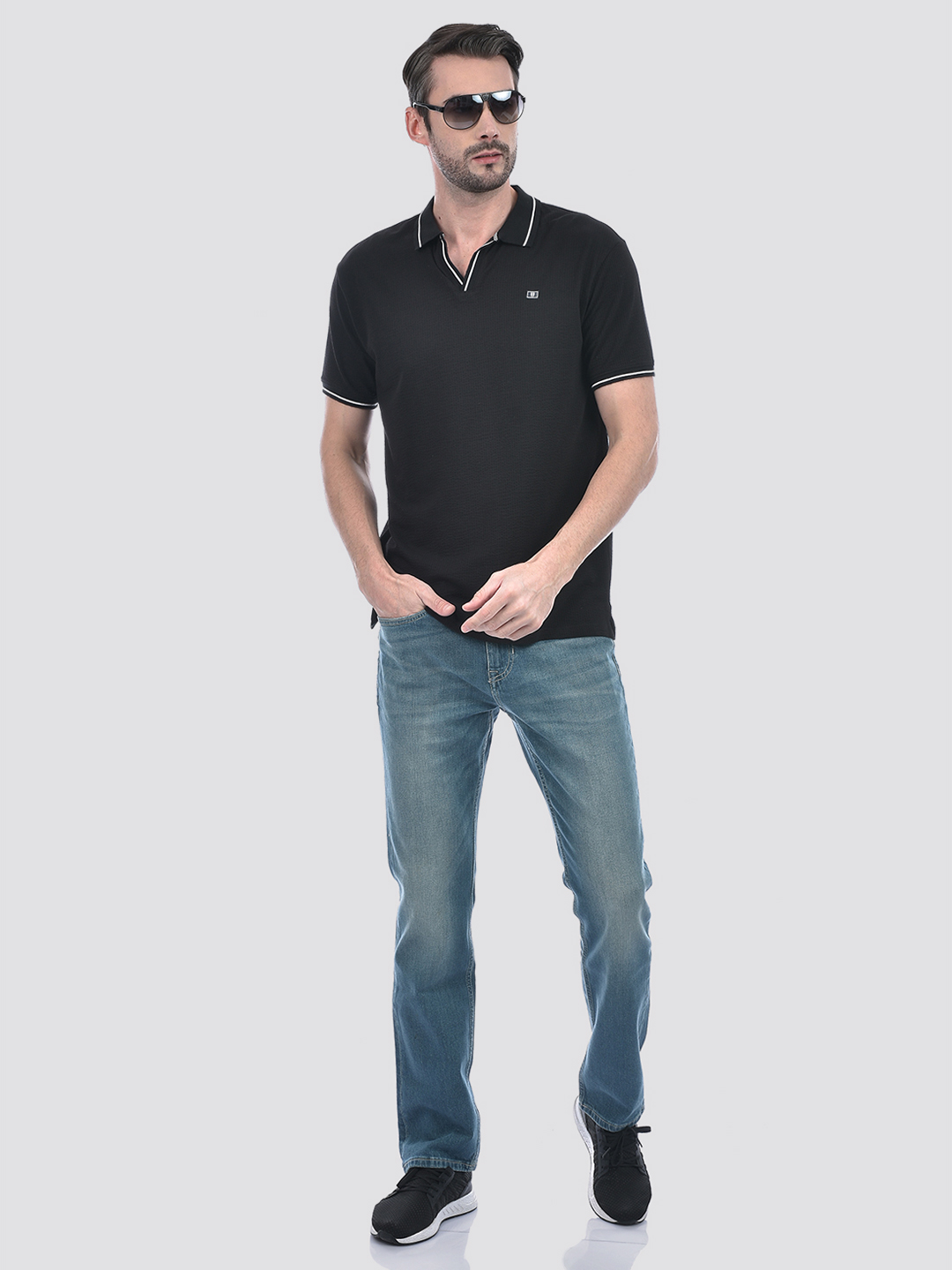 Numero Uno Men Striped Black T-Shirt